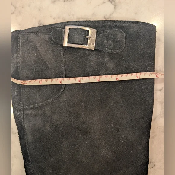 Vintage La CANADIENNE 🇨🇦 Black Waterproof Suede Knee High Stacked Heel Boots - Picture 5 of 9